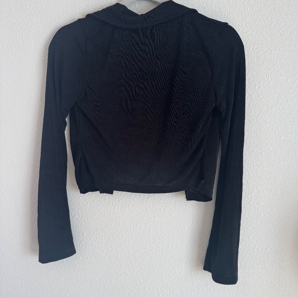 Black Button Down Shiny Blouse - image 3